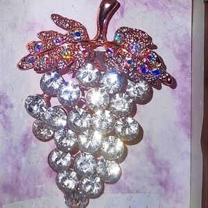 Bunch of Grapes Crystal Brooch